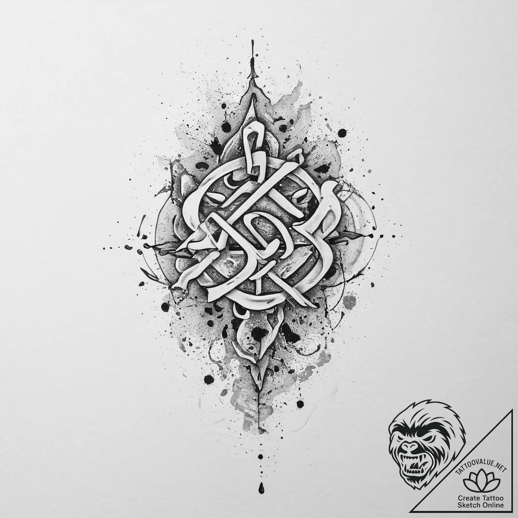 Japanese hieroglyph, tattoo line art, soft wh... - tattoo sketch (№1755732540_0, 20.08.2025 23:29) — tattoovalue.net