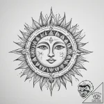 Tattoo sketch a stylized sun or moon with the… – tattoo sketch (№1755732958_0, 20.08.2025 23:35) — tattoovalue.net