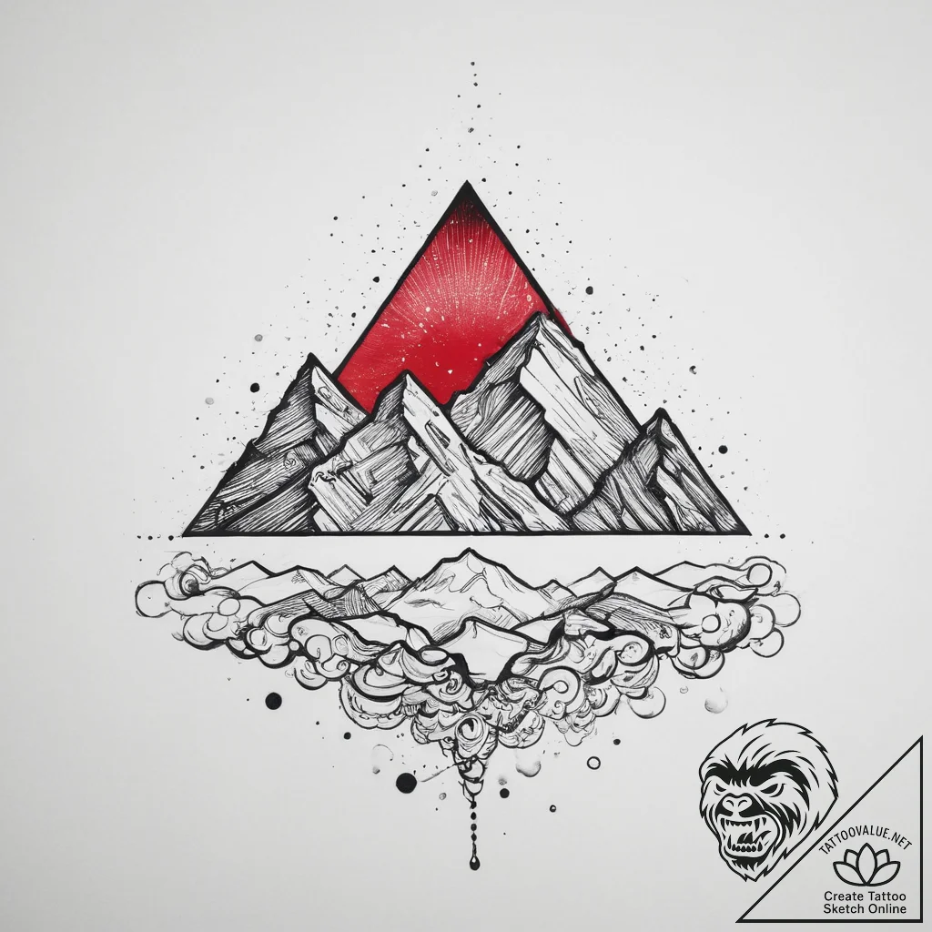 A mountain range symbol, tattoo drawing outli... - tattoo sketch (№1755733582_0, 20.08.2025 23:46) — tattoovalue.net
