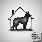 Tattoo design a loyal dog’s silhouette guardi… – tattoo sketch (№1755734617_0, 21.08.2025 00:03) — tattoovalue.net