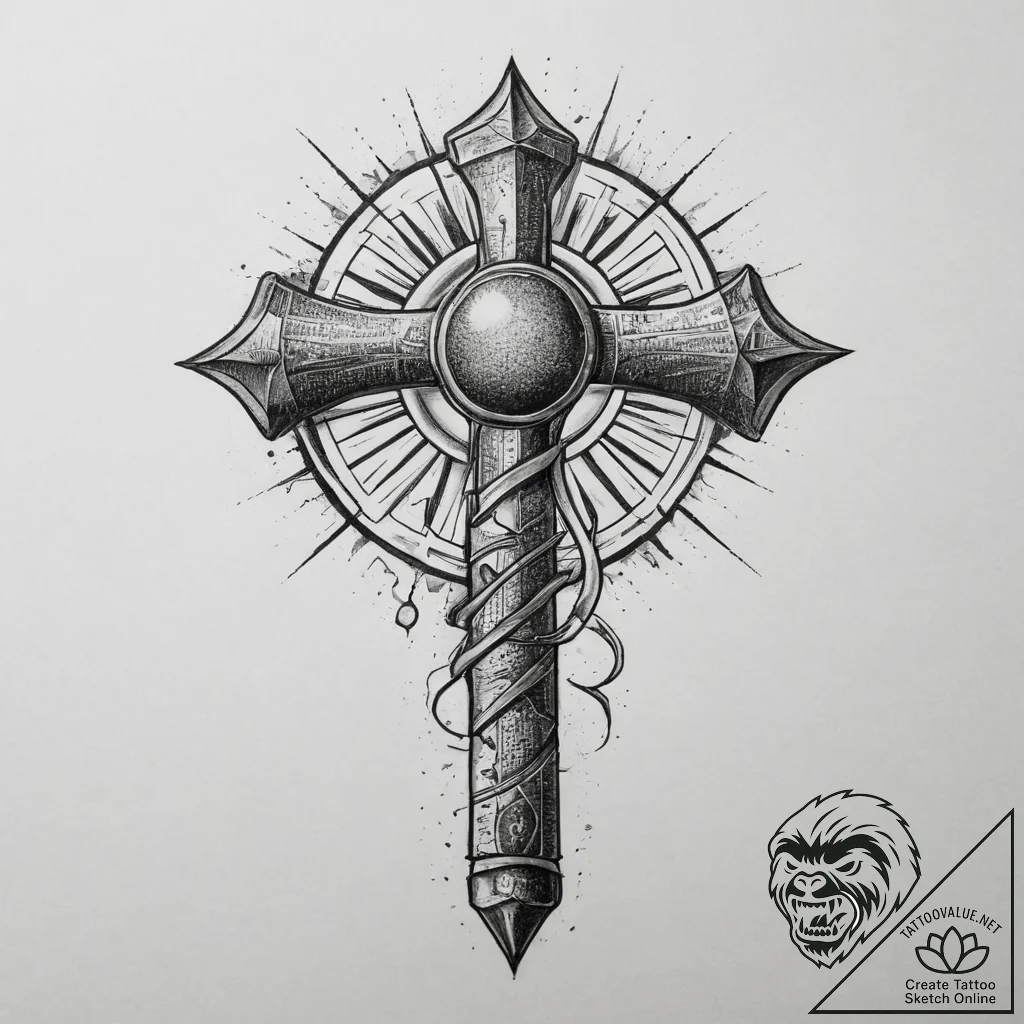 Tattoo design: a blacksmith's hammer and tong... - tattoo sketch (№1755735032_0, 21.08.2025 00:10) — tattoovalue.net
