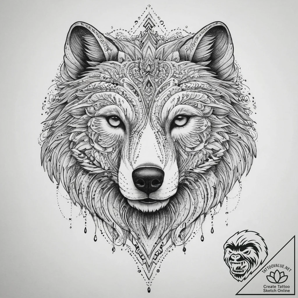 Tattoo sketch a warrior's spirit animal (e.g.... - tattoo sketch (№1755735445_0, 21.08.2025 00:17) — tattoovalue.net