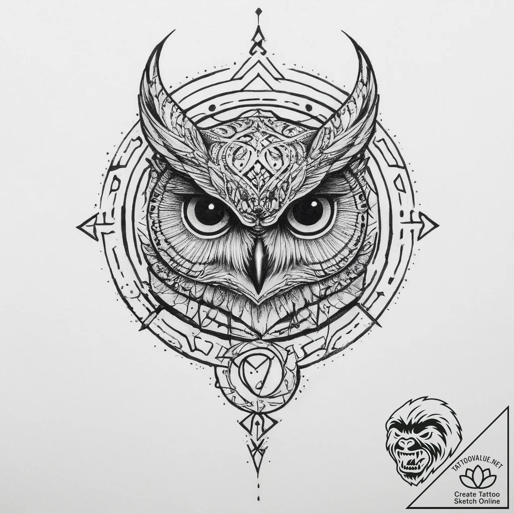 147. tattoo design: a "veda" rune with a subt... - tattoo sketch (№1755736646_0, 21.08.2025 00:37) — tattoovalue.net