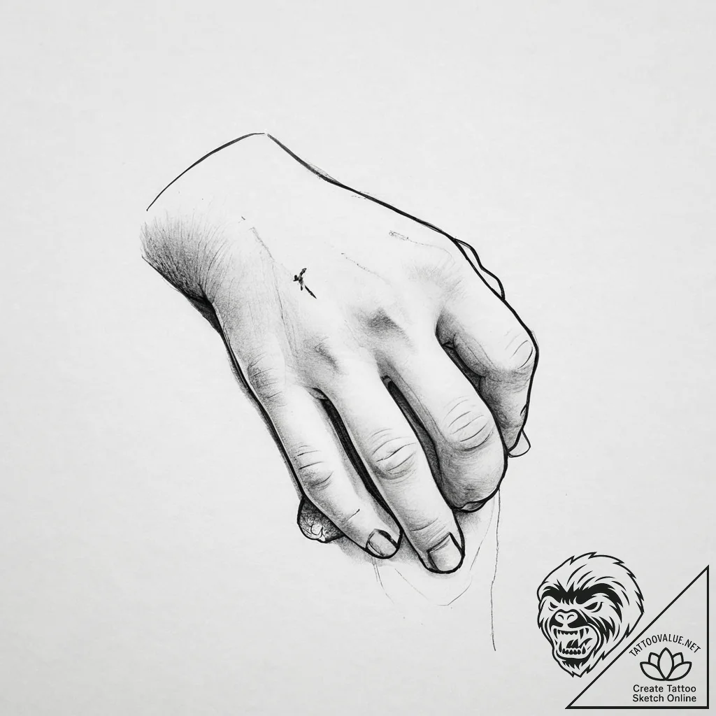 Tattoo sketch a child's hand holding an adult... - tattoo sketch (№1755737041_0, 21.08.2025 00:44) — tattoovalue.net