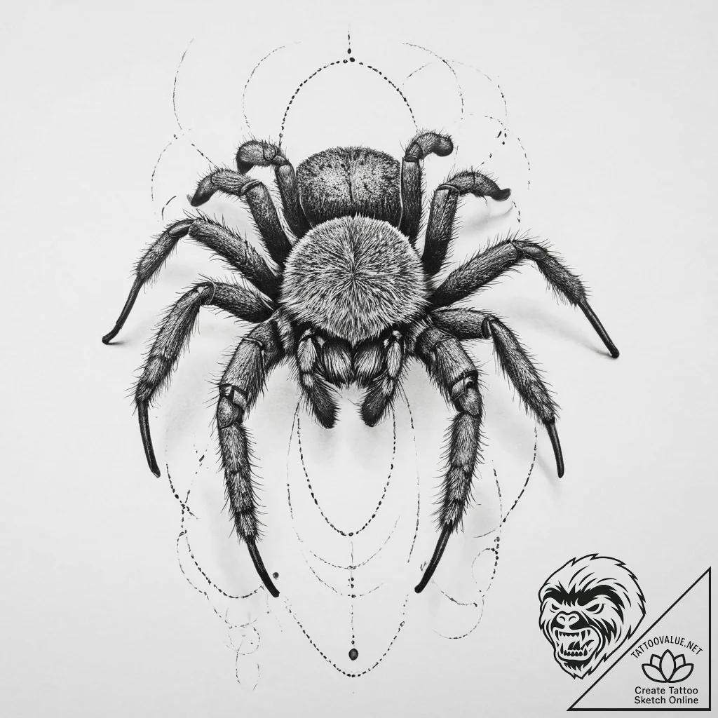 Tarantula, artistic tattoo sketch, muted colo... - tattoo sketch (№1755737432_0, 21.08.2025 00:50) — tattoovalue.net