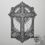 A shot of a stained-glass window with sunligh… – tattoo sketch (№1755738819_0, 21.08.2025 01:13) — tattoovalue.net