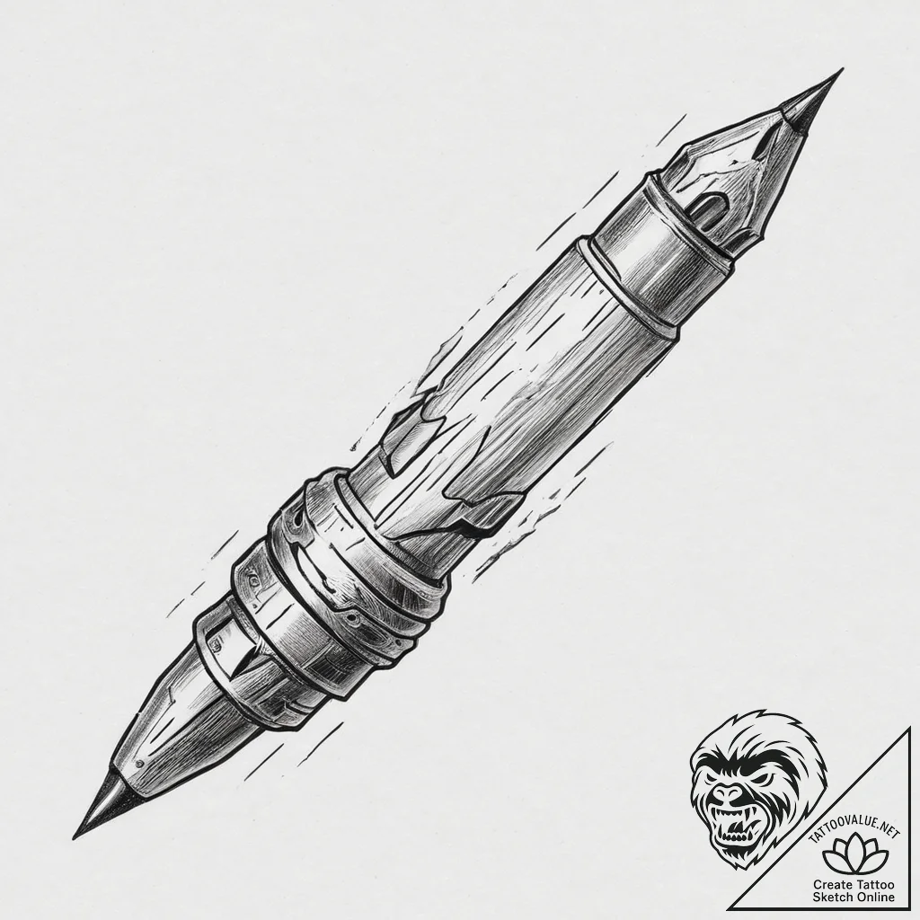 Bullet, tattoo flash sheet design, rough sket... - tattoo sketch (№1755740404_0, 21.08.2025 01:40) — tattoovalue.net