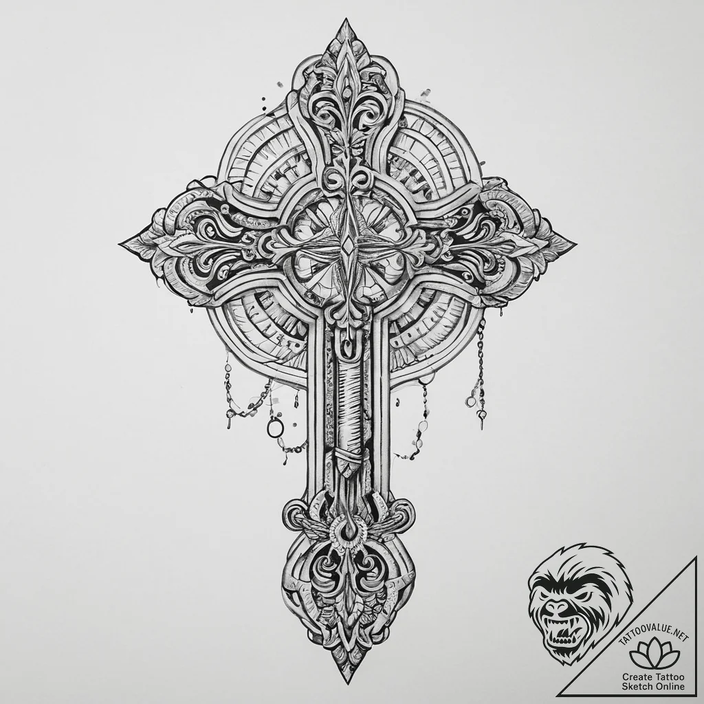 Tattoo design a key, intricate and strong, re... - tattoo sketch (№1755740803_0, 21.08.2025 01:46) — tattoovalue.net