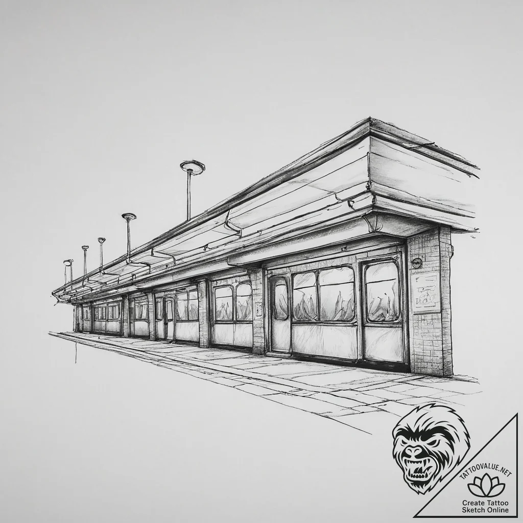 The eerie, quiet atmosphere of a deserted sub... - tattoo sketch (№1755741003_0, 21.08.2025 01:50) — tattoovalue.net
