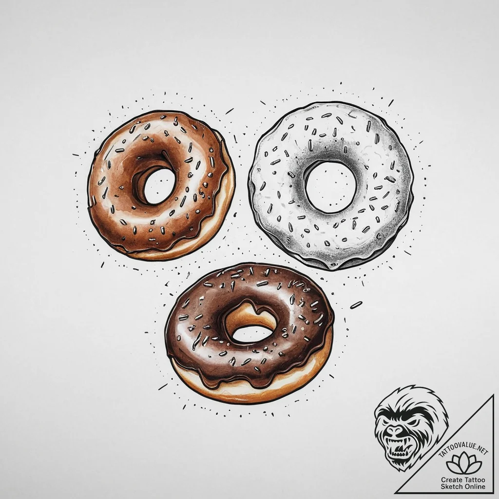 Tattoo design two halves of a donut., artisti... - tattoo sketch (№1755742201_0, 21.08.2025 02:10) — tattoovalue.net