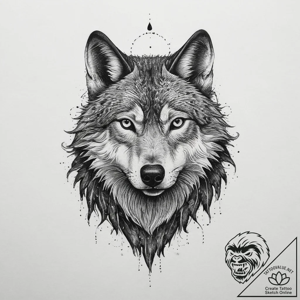 Tattoo design: a wolf or crow (associated wit... - tattoo sketch (№1755743397_0, 21.08.2025 02:29) — tattoovalue.net
