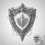 Tattoo design a weathered medieval shield bea… – tattoo sketch (№1755743792_0, 21.08.2025 02:36) — tattoovalue.net