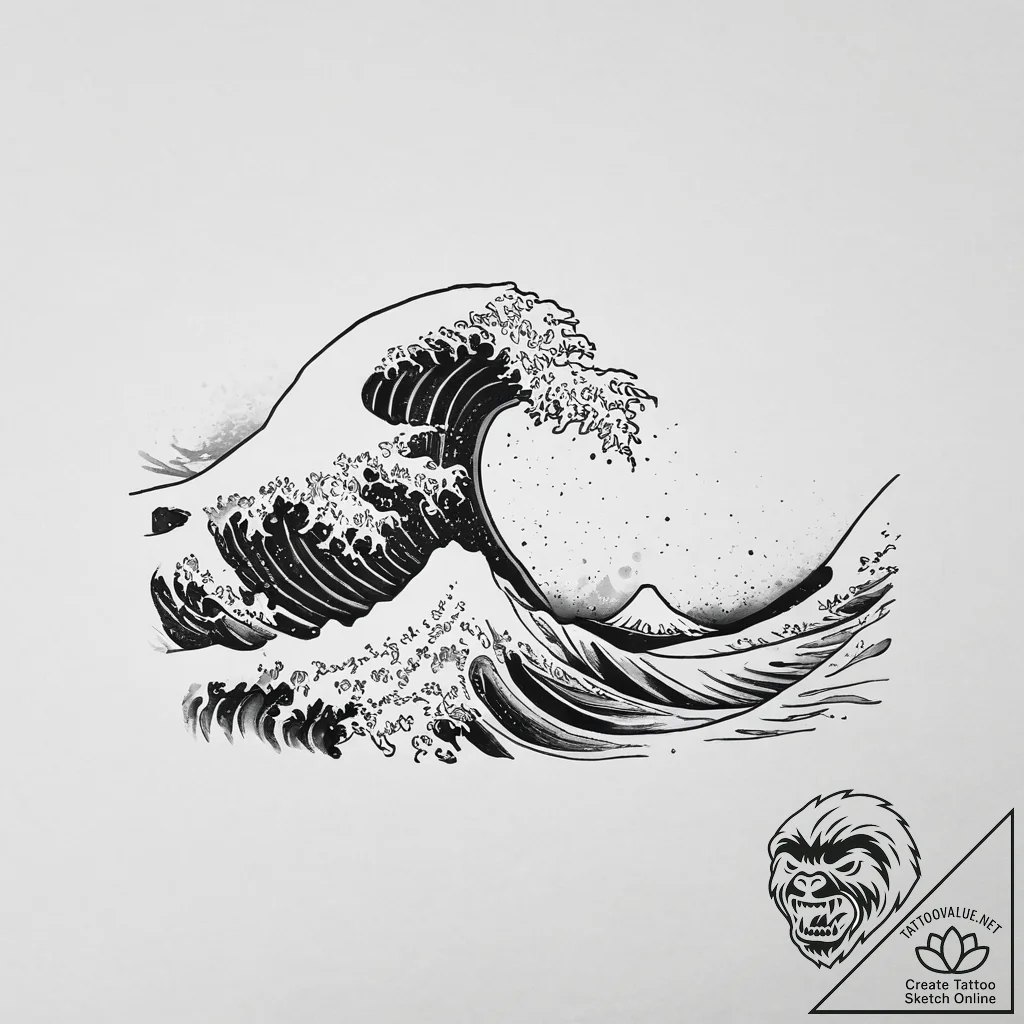 Tattoo design a traditional japanese wave pat... - tattoo sketch (№1755744389_0, 21.08.2025 02:46) — tattoovalue.net