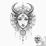 Tattoo sketch a zodiac glyph drawn in a uniqu… – tattoo sketch (№1755744590_0, 21.08.2025 02:49) — tattoovalue.net