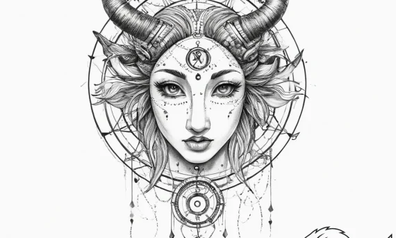 Tattoo sketch a zodiac glyph drawn in a uniqu... - tattoo sketch (№1755744590_0, 21.08.2025 02:49) — tattoovalue.net