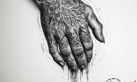 Tattoo sketch: a close-up of svarog's hands,... - tattoo sketch (№1755744987_0, 21.08.2025 02:56) — tattoovalue.net