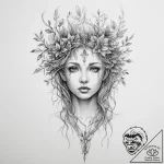 Dryad or tree nymph – tattoo sketch (№1755745185_0, 21.08.2025 02:59) — tattoovalue.net