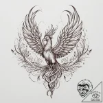 Tattoo sketch a phoenix rising in powerful, f… – tattoo sketch (№1755745587_0, 21.08.2025 03:06) — tattoovalue.net
