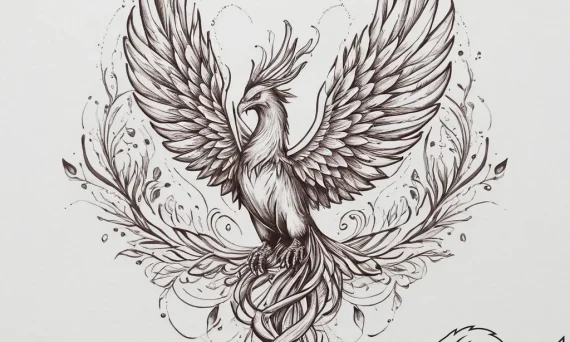 Tattoo sketch a phoenix rising in powerful, f... - tattoo sketch (№1755745587_0, 21.08.2025 03:06) — tattoovalue.net