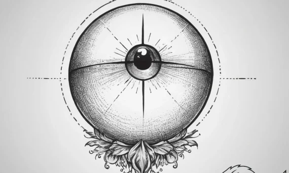 Crystal ball showing a vision, ink illustrati... - tattoo sketch (№1755745988_0, 21.08.2025 03:13) — tattoovalue.net