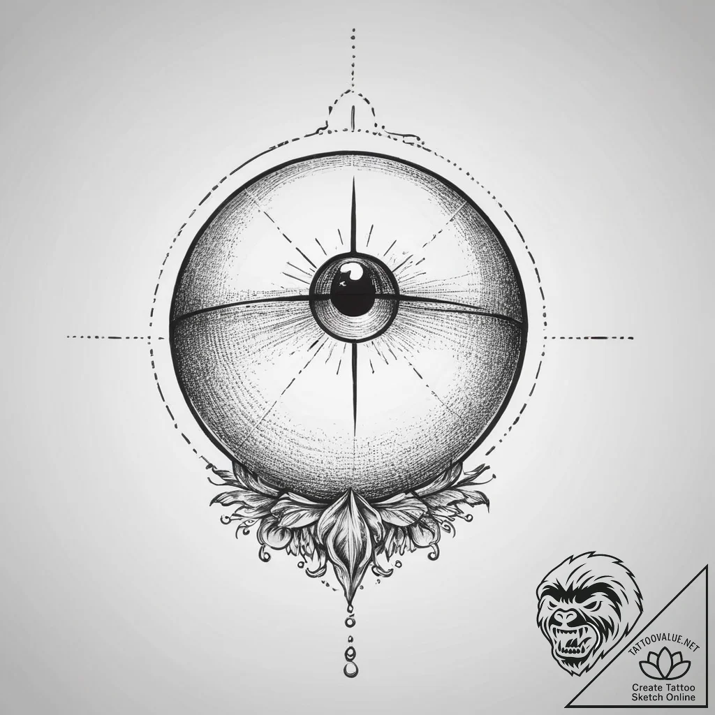 Crystal ball showing a vision, ink illustrati... - tattoo sketch (№1755745988_0, 21.08.2025 03:13) — tattoovalue.net