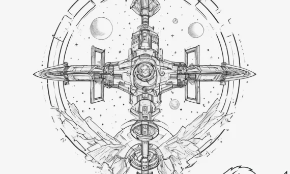 Tattoo design a stylized space station interi... - tattoo sketch (№1755746585_0, 21.08.2025 03:23) — tattoovalue.net