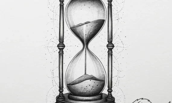 Tattoo design a stylized hourglass with sand... - tattoo sketch (№1755746784_0, 21.08.2025 03:26) — tattoovalue.net