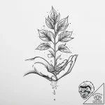 Tattoo sketch a small sapling being watered b… – tattoo sketch (№1755747384_0, 21.08.2025 03:36) — tattoovalue.net