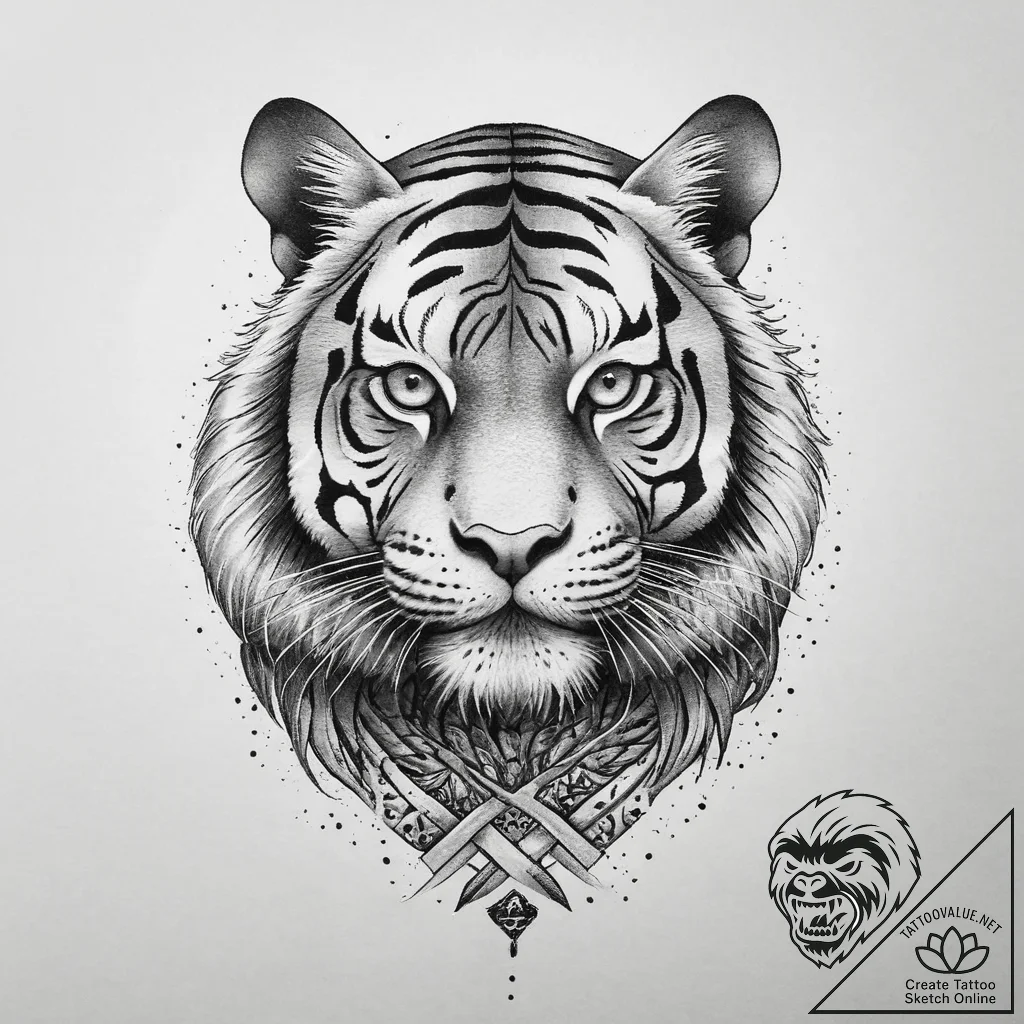 Tattoo design a traditional japanese tiger in... - tattoo sketch (№1755747584_0, 21.08.2025 03:39) — tattoovalue.net