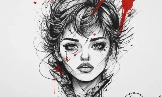 Blood type, artistic tattoo sketch, on a clea... - tattoo sketch (№1755747785_0, 21.08.2025 03:43) — tattoovalue.net