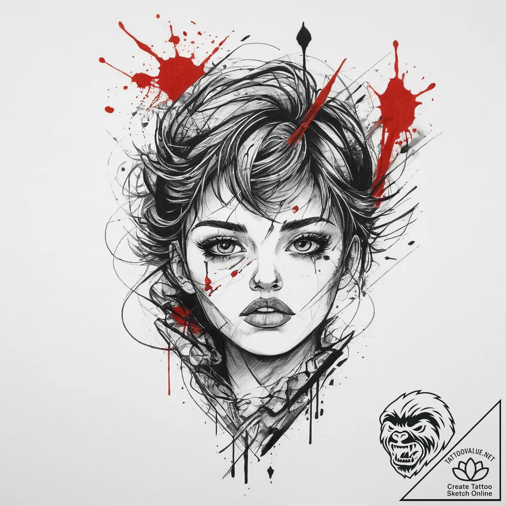Blood type, artistic tattoo sketch, on a clea... - tattoo sketch (№1755747785_0, 21.08.2025 03:43) — tattoovalue.net