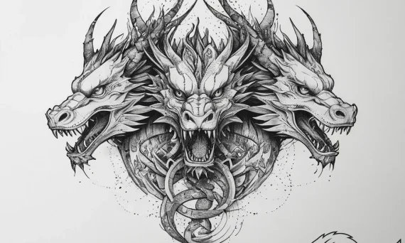 A powerful blackwork tattoo of the zmei goryn... - tattoo sketch (№1755748586_0, 21.08.2025 03:56) — tattoovalue.net