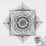 Tattoo design: a geometric mandala incorporat… – tattoo sketch (№1755749582_0, 21.08.2025 04:13) — tattoovalue.net