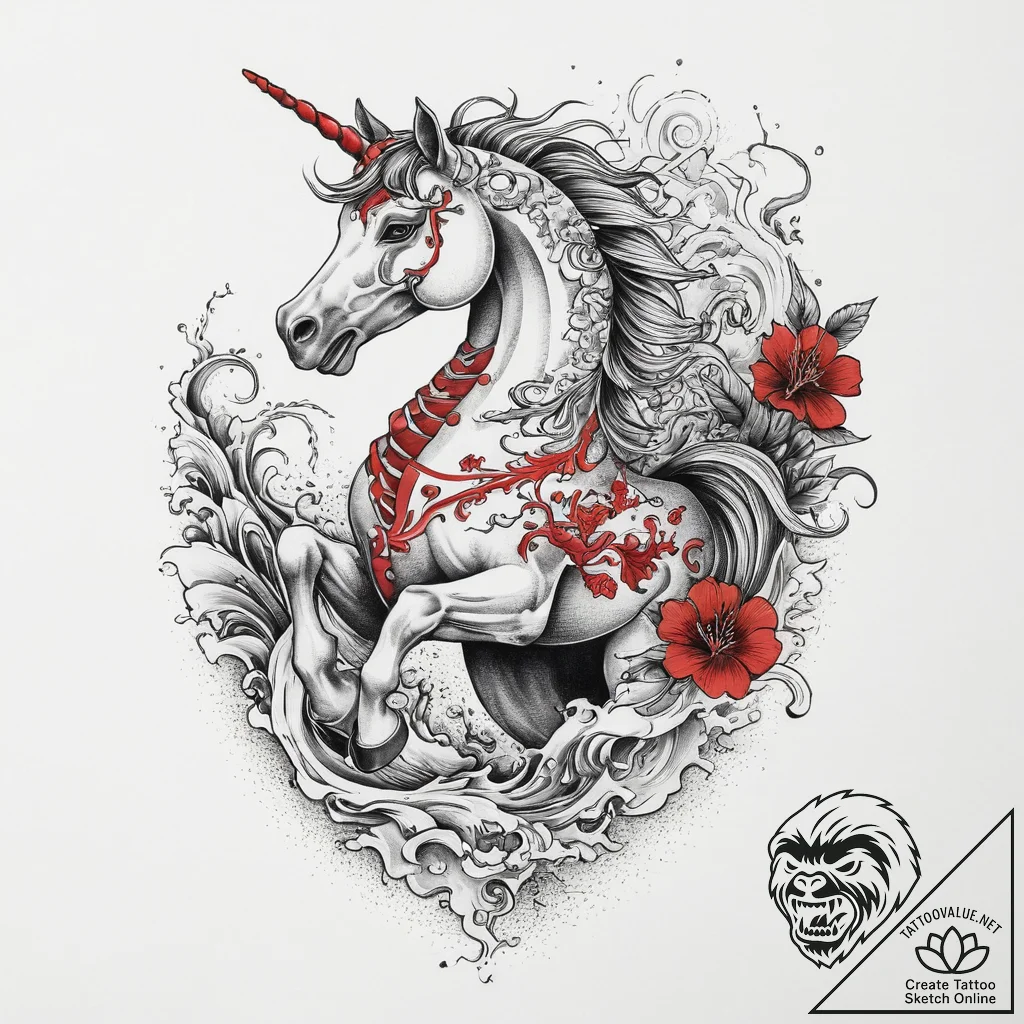 Carousel horse, ink illustration for tattoo,... - tattoo sketch (№1755750779_0, 21.08.2025 04:32) — tattoovalue.net