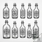 A collection of colorful, vintage glass bottl… – tattoo sketch (№1755751179_0, 21.08.2025 04:39) — tattoovalue.net
