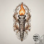 Torch, tattoo line art, sepia tone sketch, vi… – tattoo sketch (№1755751379_0, 21.08.2025 04:42) — tattoovalue.net