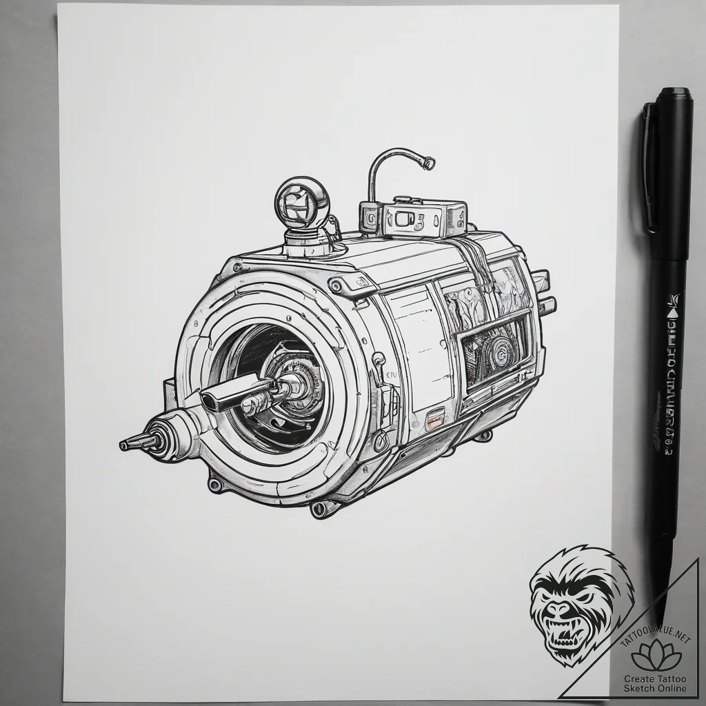 A ghostbusters ghost trap - tattoo sketch (№1755780747_0, 21.08.2025 12:52) — tattoovalue.net