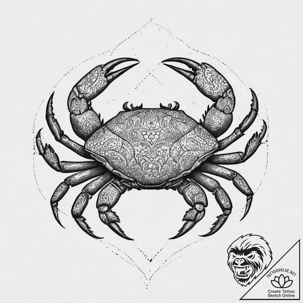 Tattoo design a cancer crab in blackwork, wit... - tattoo sketch (№1755783305_0, 21.08.2025 13:35) — tattoovalue.net