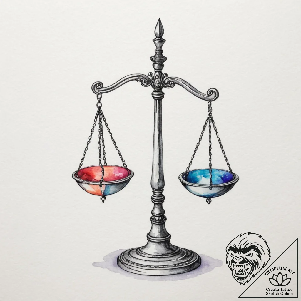Tattoo sketch libra's scales, delicate linewo... - tattoo sketch (№1755785475_0, 21.08.2025 14:11) — tattoovalue.net