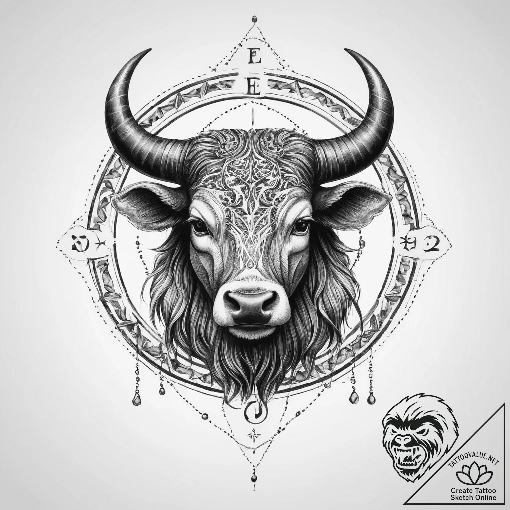 Tattoo design a zodiac animal with a banner b... - tattoo sketch (№1755787672_0, 21.08.2025 14:47) — tattoovalue.net