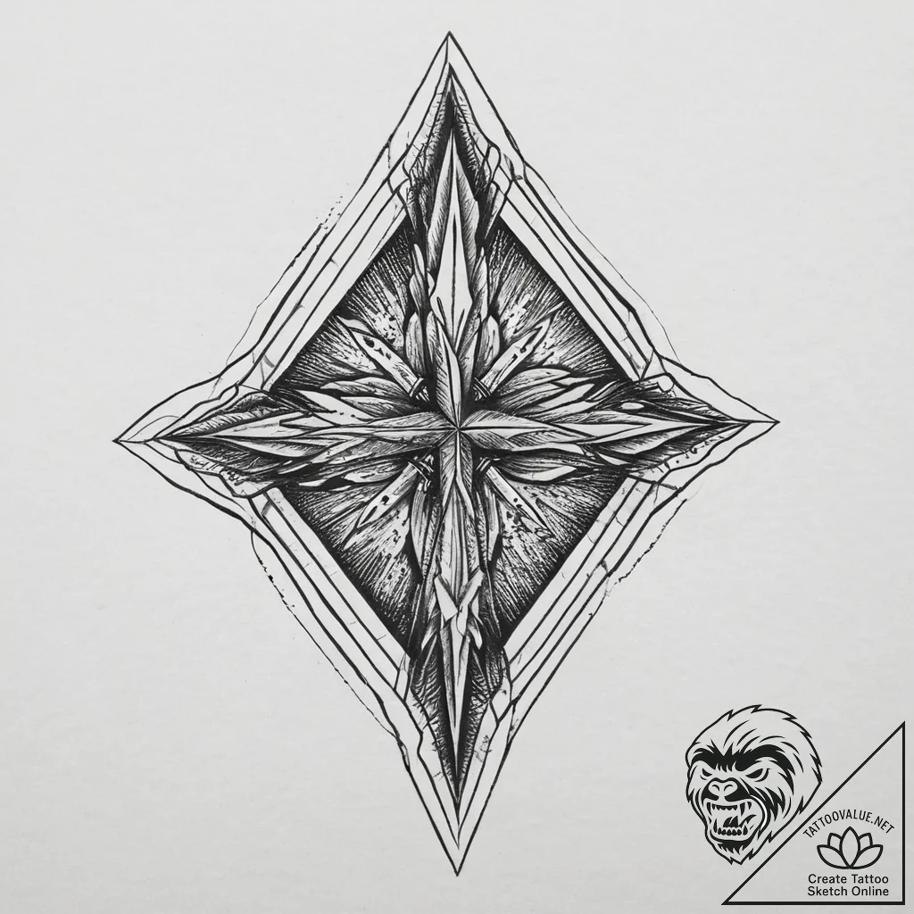 Diamond, tattoo flash sheet design, muted col... - tattoo sketch (№1755788868_0, 21.08.2025 15:07) — tattoovalue.net