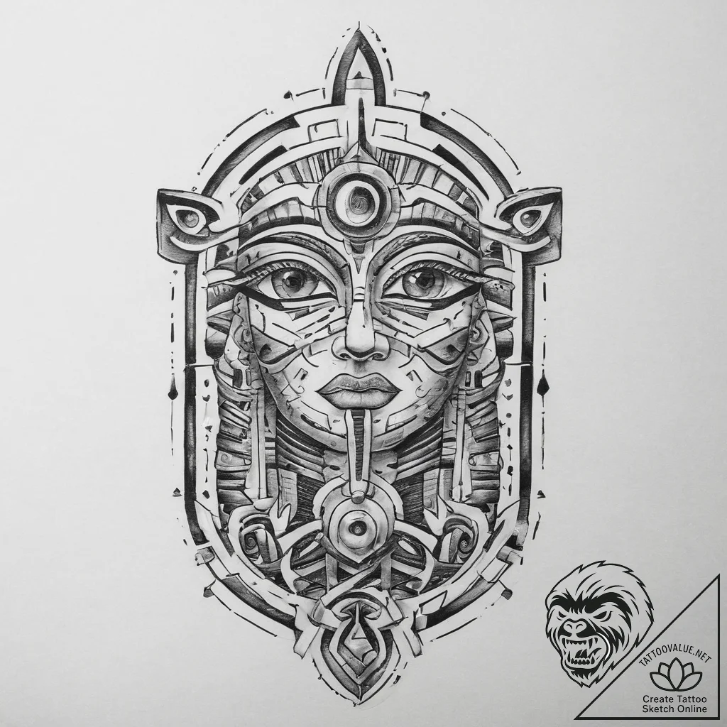 Hieroglyph, tattoo sketch design, on a clean... - tattoo sketch (№1755789659_0, 21.08.2025 15:20) — tattoovalue.net