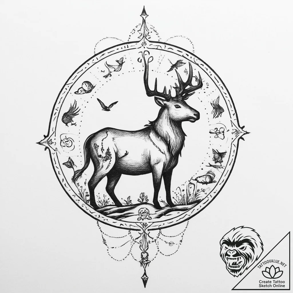 Tattoo design a zodiac animal's silhouette fi... - tattoo sketch (№1755789860_0, 21.08.2025 15:24) — tattoovalue.net