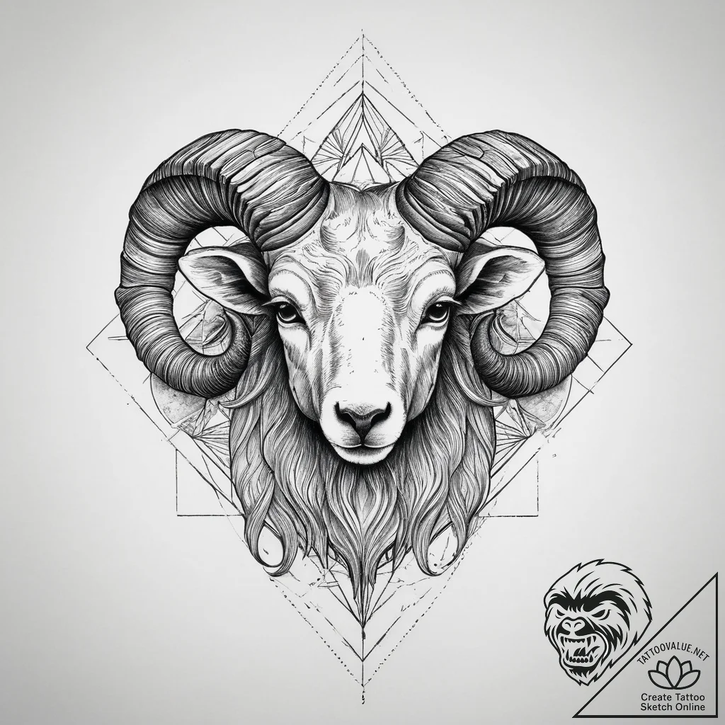 Tattoo sketch an aries ram's head fading into... - tattoo sketch (№1755790063_0, 21.08.2025 15:27) — tattoovalue.net