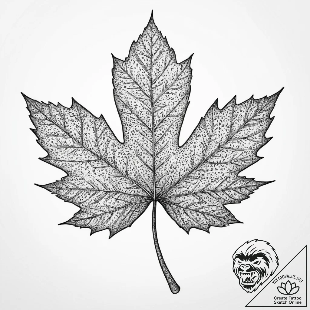 Maple leaf, concept art for tattoo, sketch ta... - tattoo sketch (№1755791069_0, 21.08.2025 15:44) — tattoovalue.net