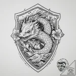 Tattoo sketch a medieval shield with a single… – tattoo sketch (№1755791268_0, 21.08.2025 15:47) — tattoovalue.net