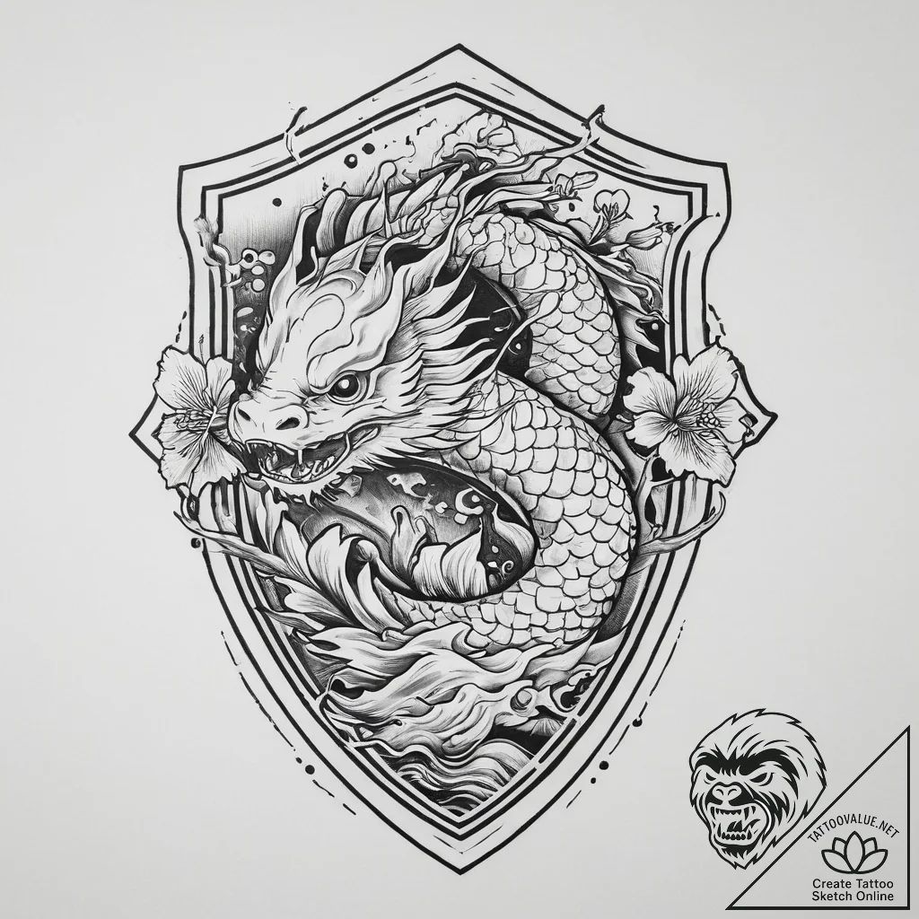Tattoo sketch a medieval shield with a single... - tattoo sketch (№1755791268_0, 21.08.2025 15:47) — tattoovalue.net