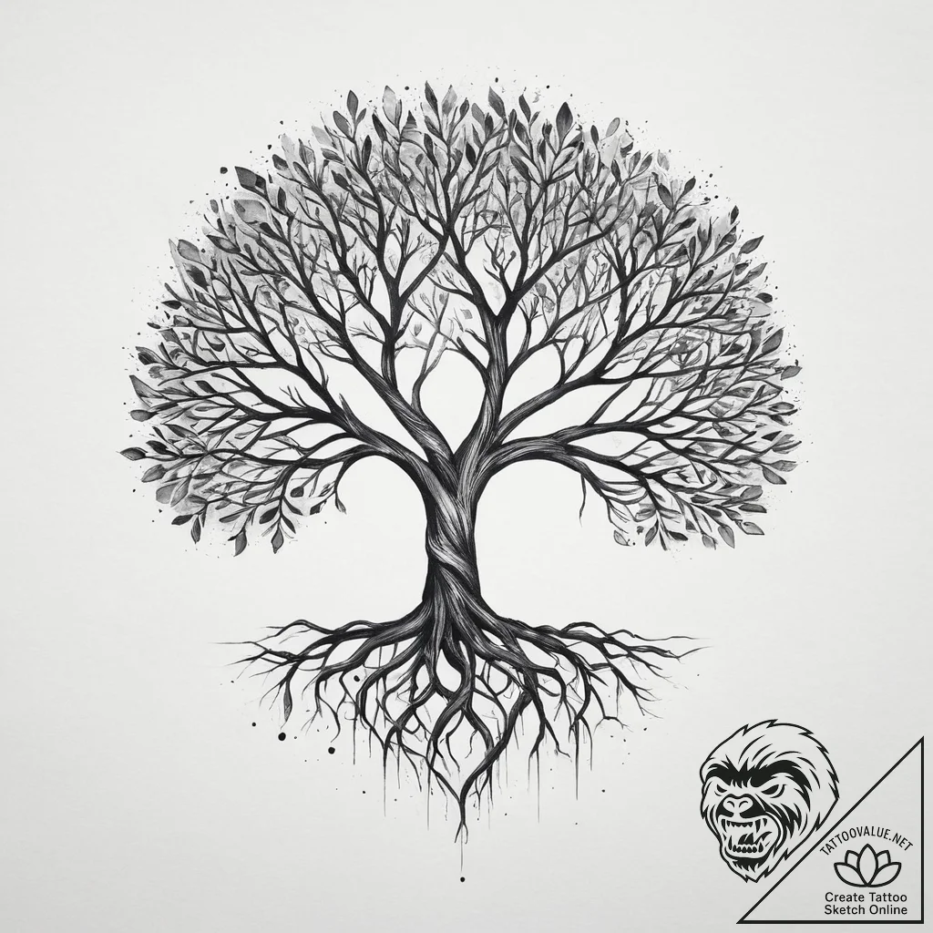 Tattoo sketch a stylized "tree of life" with... - tattoo sketch (№1755792071_0, 21.08.2025 16:01) — tattoovalue.net