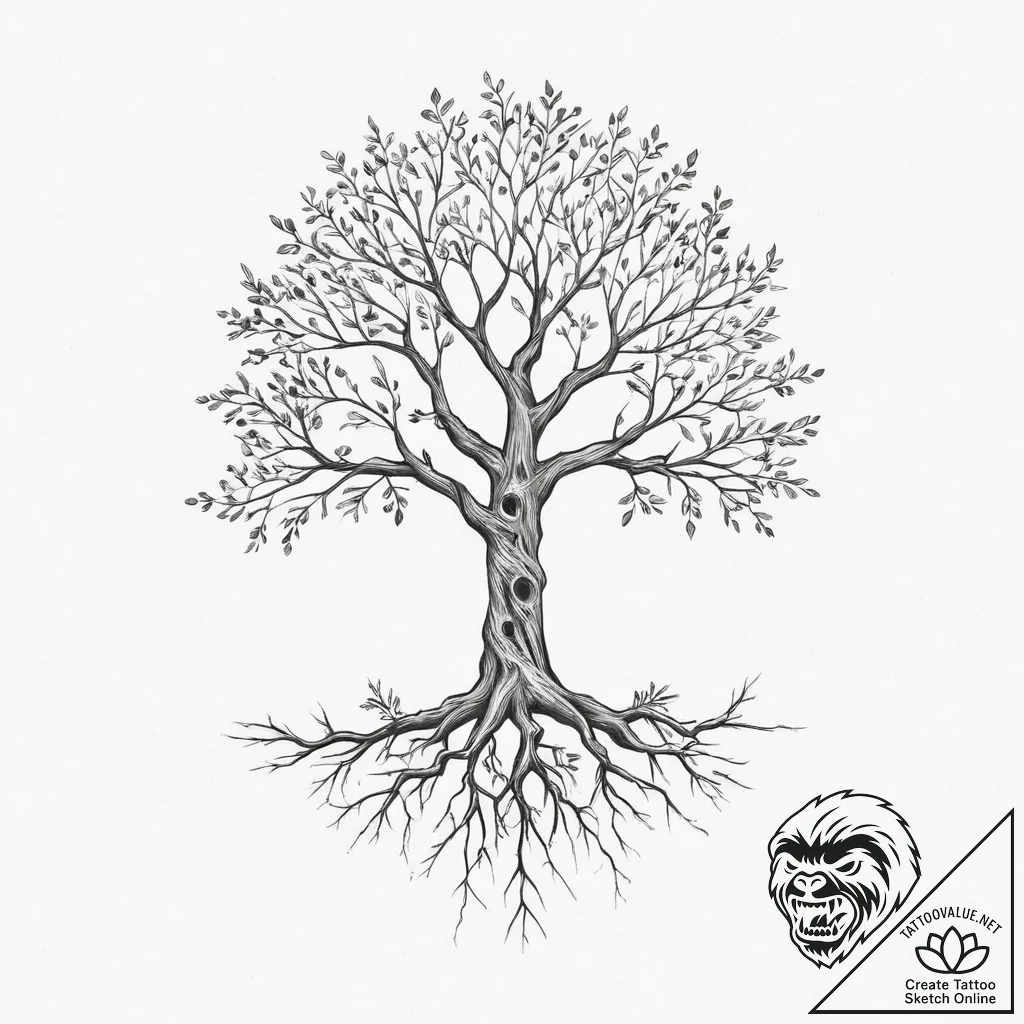 Tattoo sketch 'skill tree' with branching lin... - tattoo sketch (№1755792271_0, 21.08.2025 16:04) — tattoovalue.net
