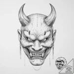 A japanese hannya mask – tattoo sketch (№1755792469_0, 21.08.2025 16:07) — tattoovalue.net